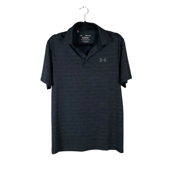 Under Armour The Playoff Polo Shirt Black Heather Loose Fit Men’s Size Small - Picture 1 of 5